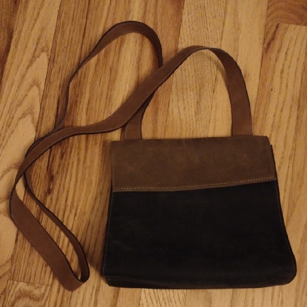 EUC Luxury  Gold Pfeil Two-Tone Brown and Black Shoulder Bag